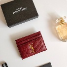 card holder Saint Laurent quilted leather card holder Burgundy Size 10.5x7.5x0.5cm