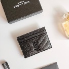 card holder Saint Laurent quilted logo card holder Black Size 10.5x7.5x0.5cm 001