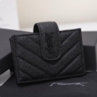 card holder YSL quilted leather snap card holder Black Size 11x7x2cm