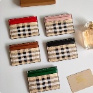 card holder Burberry check pattern with leather trim Red Size 10.5x7.5cm