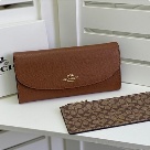 clutch bag Coach long envelope wallet with coin pouch Brown Size 20x10x4cm