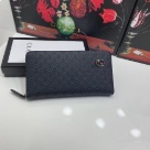 clutch bag Gucci zip around embossed leather Black Size 19x10cm