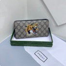 clutch bag Gucci zip around tiger print Beige Size 19x10cm