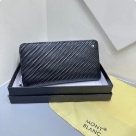 clutch bag Montblanc woven leather zip around Black Size 19x10cm