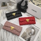 men's wallet long quilted wallet Black