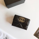 card holder Chanel quilted lambskin chain logo card holder Black