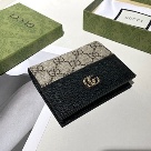 wallet Gucci GG Supreme leather card wallet Black Size 11x9x3cm