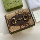 wallet Gucci Horsebit Canvas Bi fold Short Wallet Brown Size 11x8.5x3cm
