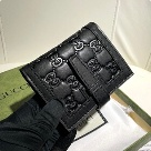 wallet Gucci compact embossed leather wallet Black Size 11.5x10x3cm