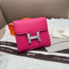 wallet Hermes Constance compact Red Size 14x12cm