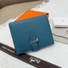 wallet Hermes bifold leather wallet Blue Size 12x10cm