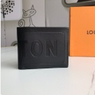 wallet Louis Vuitton embossed logo bi fold Black Size 12x9cm
