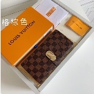 wallet Louis Vuitton long checkered pattern Brown Size 19x10