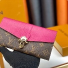 wallet Louis Vuitton monogram canvas with pink leather trim Brown Size 19x10.5x3cm