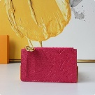 wallet Louis Vuitton zippered embossed monogram Red Size 12x8x0.8cm