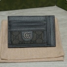 card holder Gucci GG canvas leather card holder Black Size 11x7cm
