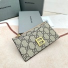 card holder Balenciaga GG monogram with B logo Beige