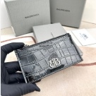 card holder Balenciaga embossed crocodile pattern Black