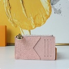 card holder Louis Vuitton zip card holder Beige Size 12x8x0.8cm