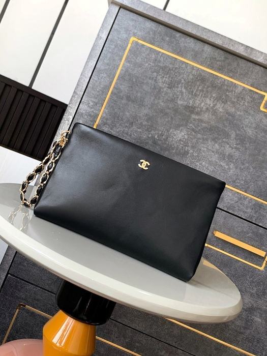 Chanel Black Leather Wristlet Bag