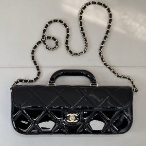 Chanel Black Patent Leather Shoulder Bag