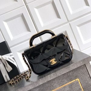 Chanel Black Patent Leather Top Handle Bag