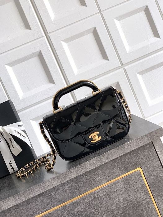 Chanel Black Patent Leather Top Handle Bag