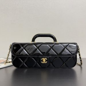 Chanel Black Patent Leather Top Handle Bag 002