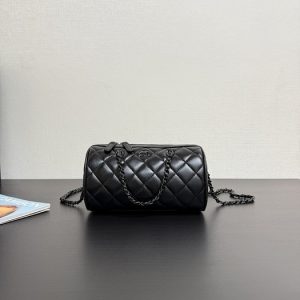 Chanel Black Quilted Barrel Bag
