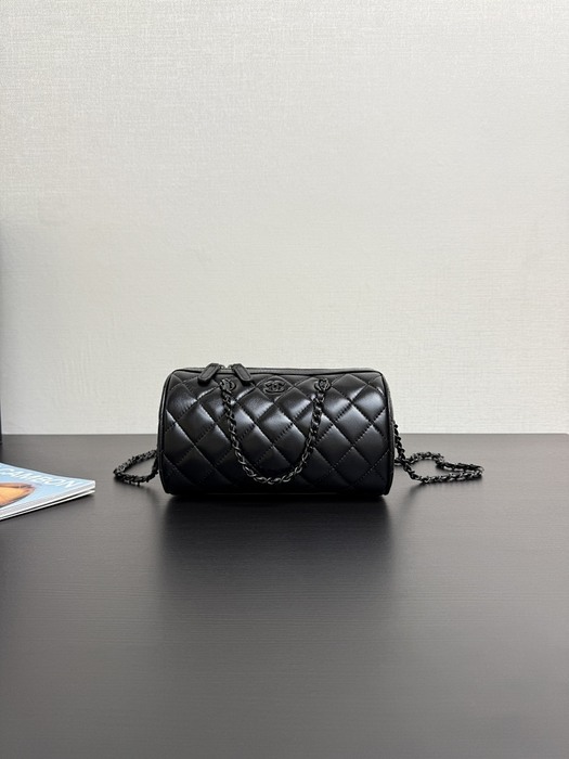 Chanel Black Quilted Barrel Bag