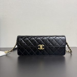 Chanel Black Quilted Chain Wallet