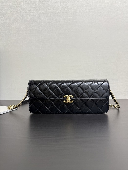 Chanel Black Quilted Chain Wallet