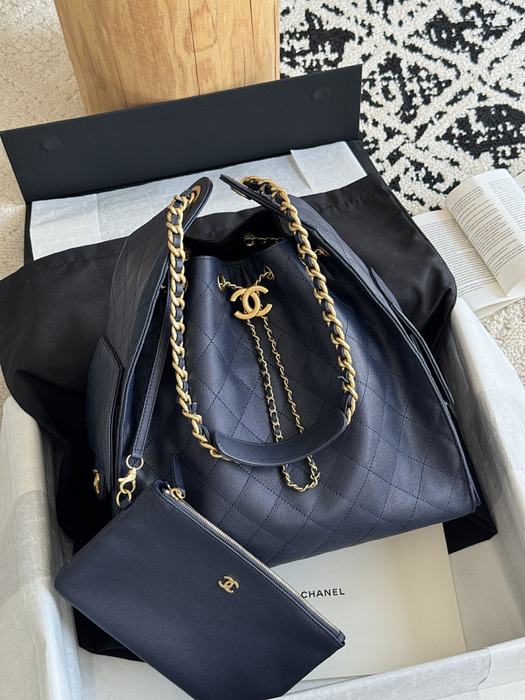 Chanel Black Quilted Drawstring Backpack