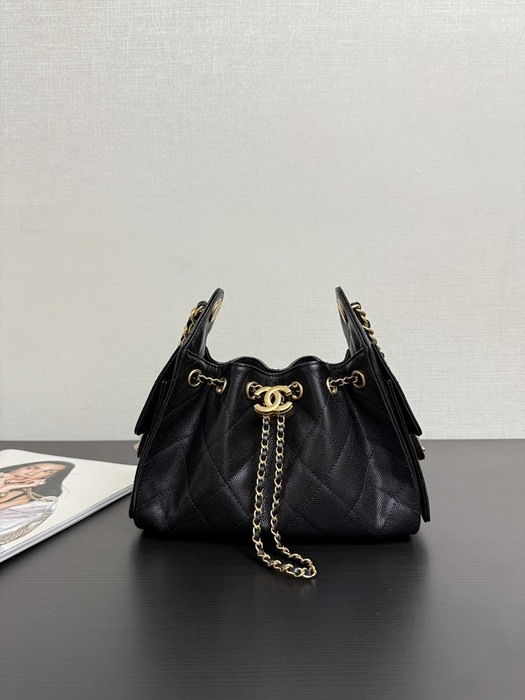 Chanel Black Quilted Drawstring Bag