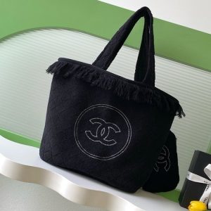 Chanel Black Quilted Fabric Tote