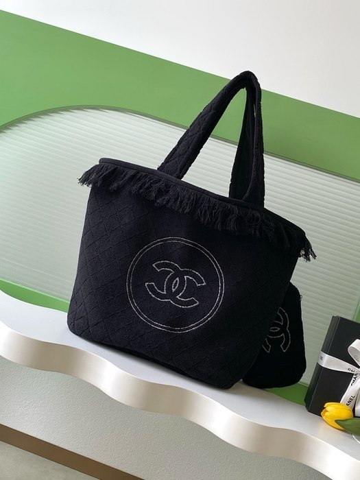 Chanel Black Quilted Fabric Tote