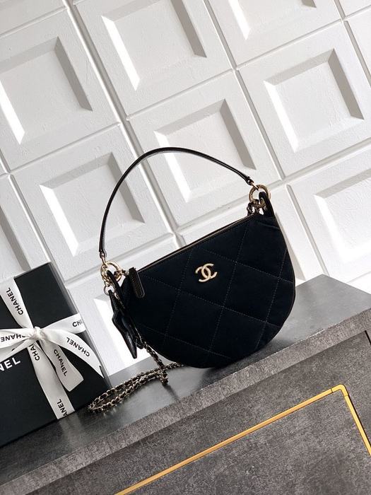 Chanel Black Quilted Half Moon Shoulder Bag