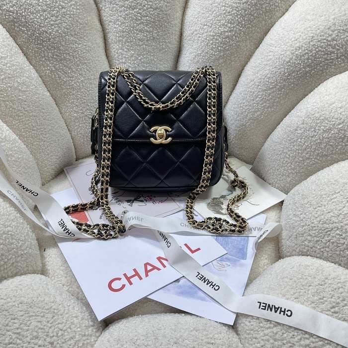 Chanel Black Quilted Leather Backpack