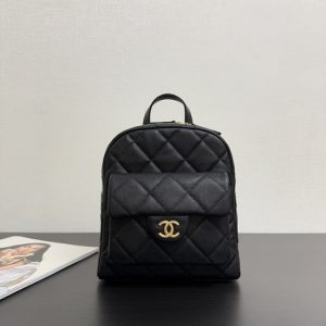 Chanel Black Quilted Leather Backpack 002