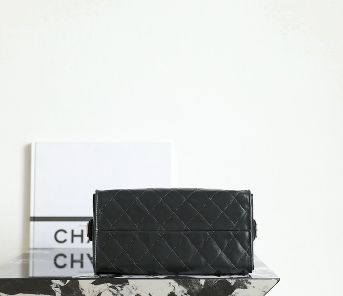 Chanel Black Quilted Leather Drawstring Bag
