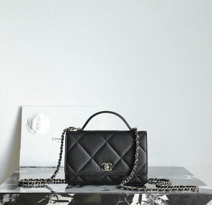 Chanel Black Quilted Leather Top Handle Bag 001