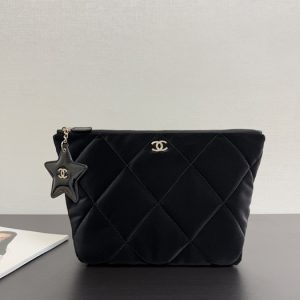 Chanel Black Quilted Pouch with Star Charm