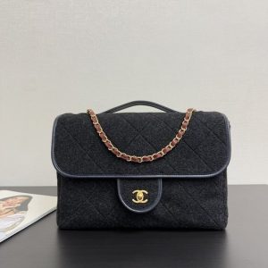 Chanel Black Wool Chain Shoulder Bag