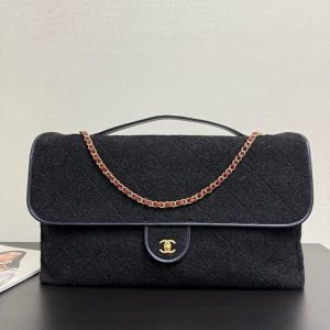 Chanel Black Wool Felt Flap Bag