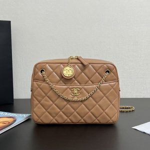 Chanel Brown Quilted Leather Shoulder Bag