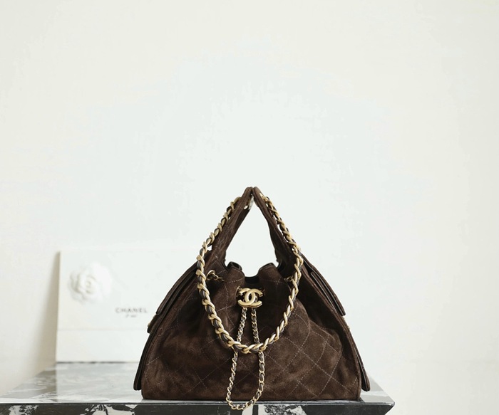 Chanel Brown Suede Hobo Bag
