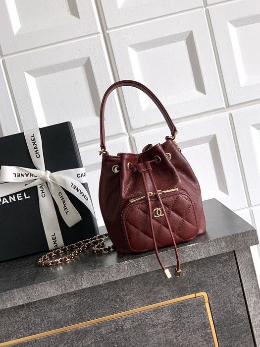 Chanel Burgundy Drawstring Bucket Bag