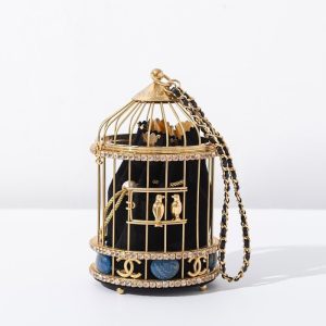 Chanel Gold Cage Mini Bag with Black Drawstring