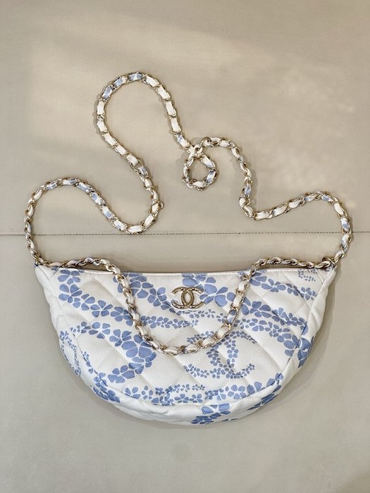 Chanel Half Moon Shoulder Bag in Quilted Fabric