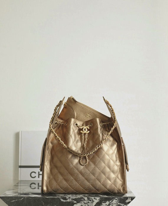 Chanel Metallic Gold Quilted Shoulder Bag